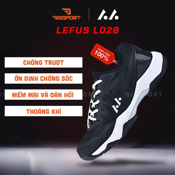 Giày Cầu Lông Lefus L028 Chính Hãng -  Màu Đen Full - Chống Chẩn Tương Đối - Giá Hợp Lý - Đế Bám - Ổn Định