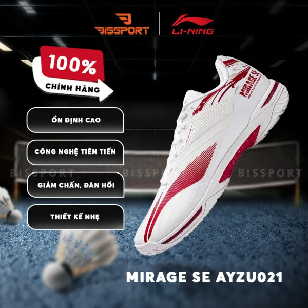 Giày Cầu Lông Lining Mirage SE AYZU021-1 Trắng Đỏ