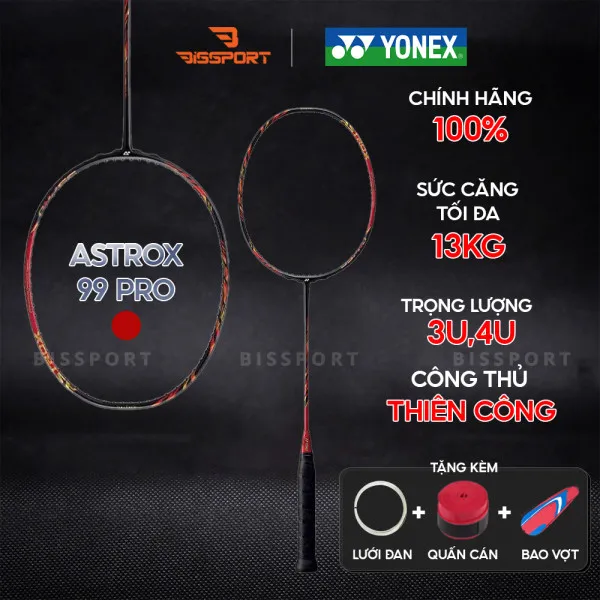 Vợt Cầu Lông Yonex Astrox 99 Pro Đỏ Chính Hãng - Siêu Phẩm Đập Cầu - Đập Uy Lực, Kiểm Soát - Lõi Resin Cứng Cáp, Smash Bão Táp