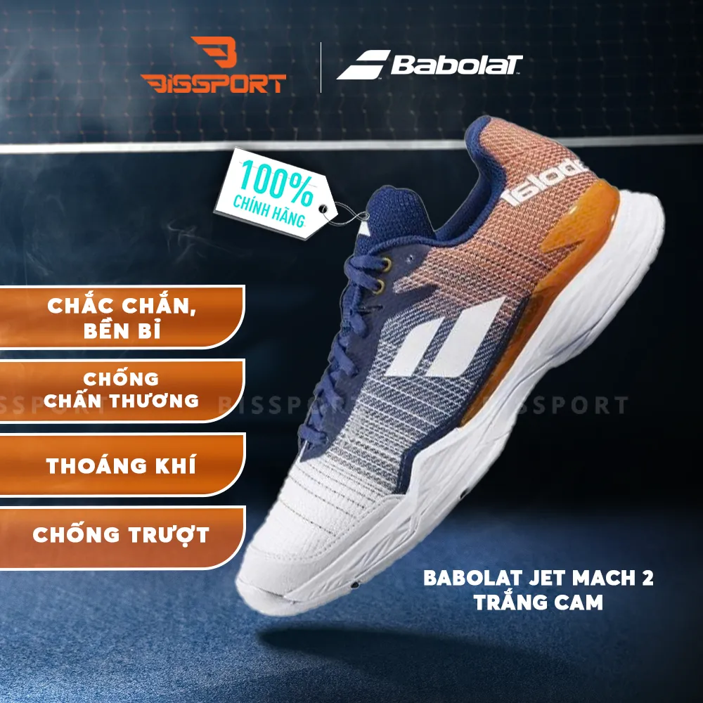 Giày Babolat Jet Mach 2 Trắng Cam