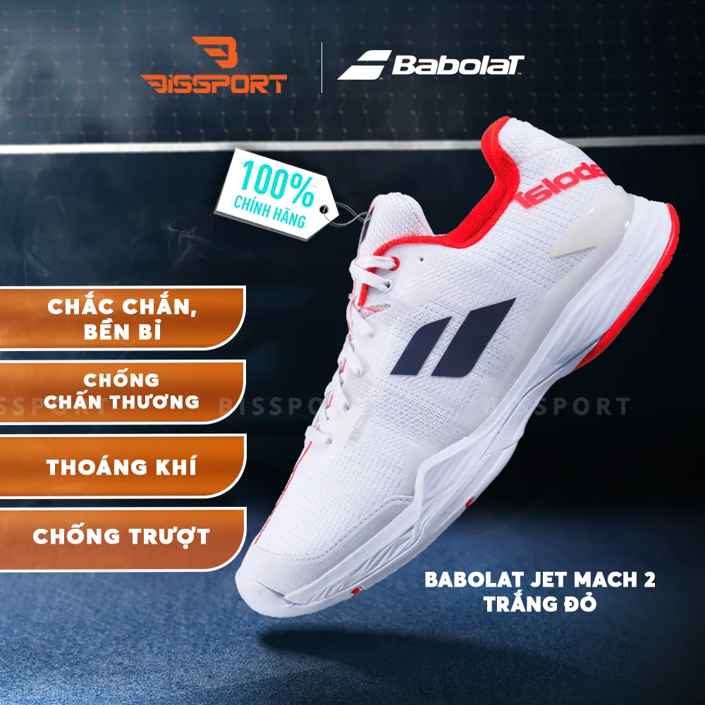 Giày Babolat Jet Mach 2 Trắng Đỏ