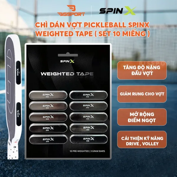 10 Miếng Chì Dán Nặng Đầu Pickleball SPINX