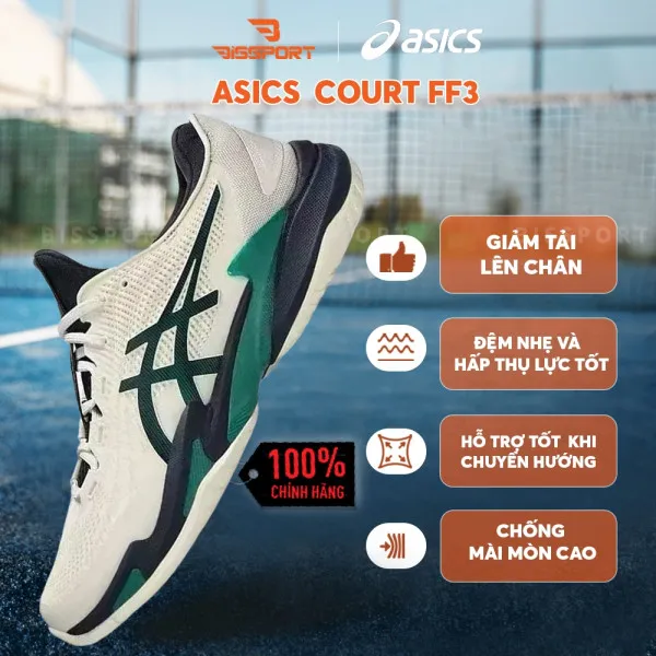 Giày Pickleball Asics Court FF 3 Be Xanh Lá