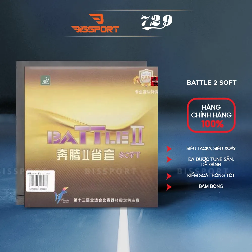 Mặt Vợt Bóng Bàn 729 Battle 2 SOFT Chính Hãng - Giật Bóng Tốt - Topsheet Dính Nhẹ - Tấn Công Xoáy - Toàn Diện - Bền Bỉ