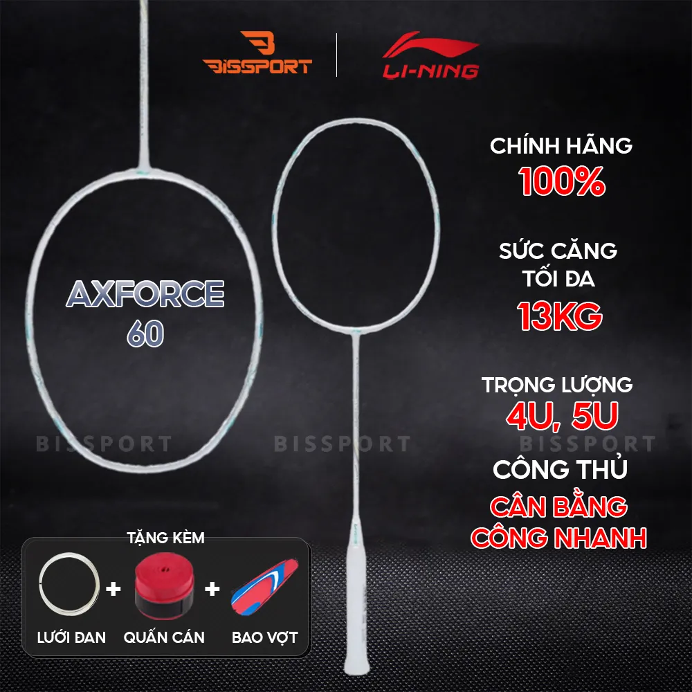 Vợt Cầu Lông Lining Axforce 60 Chính Hãng - Thiên Công - Toàn Diện - Linh Hoạt - Ổn Định - Lực Đập Tốt - Giảm Rung