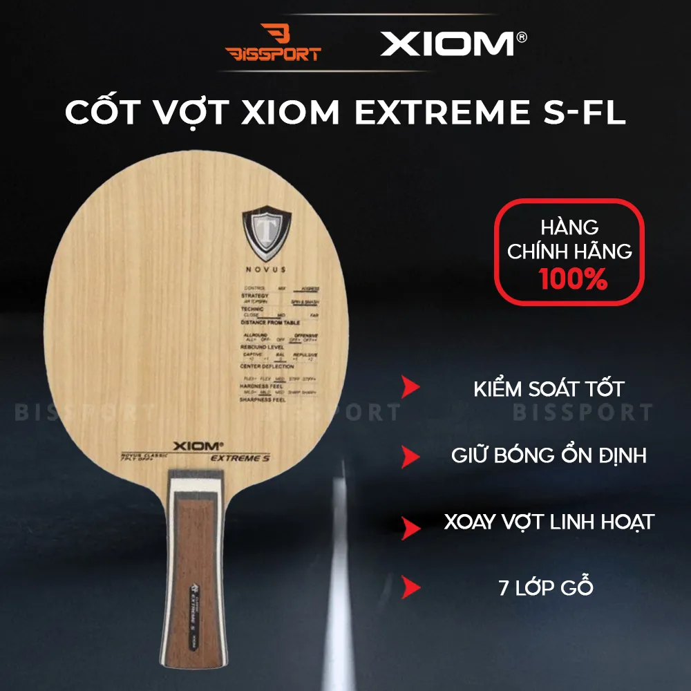 Cốt Vợt Bóng Bàn XIOM EXTREME S - FL Chính Hãng - 5 Lớp Gỗ Thuần - Kiểm Soát Tốt - Tấn Công Mạnh Mẽ - Nhẹ - Tốc Độ Cao