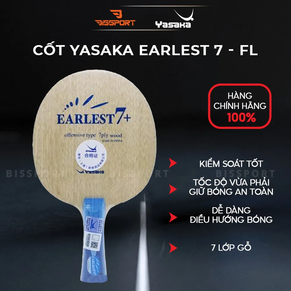 Cốt Vợt Bóng Bàn Yasaka EARLEST 7 - 7 Lớp Gỗ - FL Chính Hãng - Ổn Định -  Kiểm Soát Chính Xác - Cảm Giác Đầm Tay