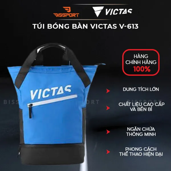 Balo Túi Bóng Bàn Victas V-613 Xanh Chính Hãng - 2in1 - Bền Bỉ - Ổn Định - Chắc Chắn - Sức Chứa Rộng - Nhẹ