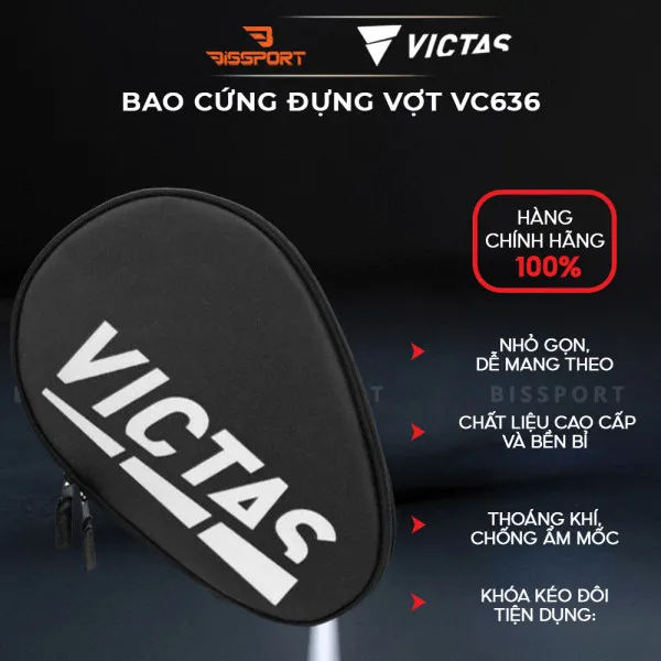 Bao Vợt Bóng Bàn Da VICTAS VC-636 - Màu Đen Chính Hãng - Gọn Gàng - Bền Bỉ - Tiện Lợi - Form Ổn Định Bảo Vệ Vợt