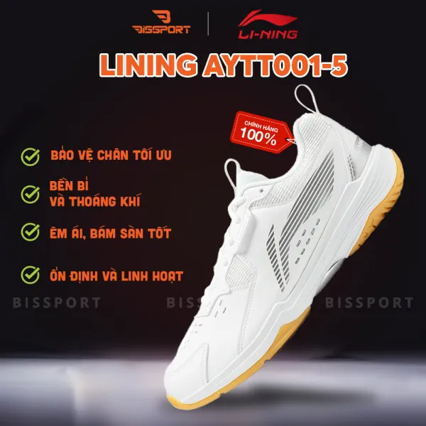 (Q7) Giày cầu lông lining AYTT001-5 Trắng xám