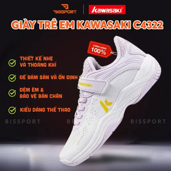 (PN) Giày Kawasaki Trẻ Em C4322 Trắng tím