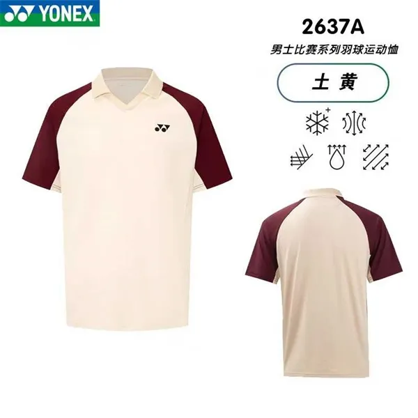 Áo Cầu Lông Cổ Trụ Yonex 2637 Kem Nâu Hàng Loại 1 Cao Cấp - Thấm Hút - Thoáng Khí - Co Giãn - Bền Bỉ - Form  Ổn
