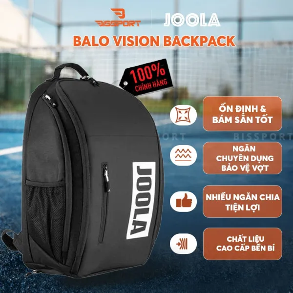Balo Bóng Bàn & Pickleball JOOLA Vision Backpack Chính Hãng – Đen -  Đa Dụng – Nhẹ, Bền, Nhiều Ngăn Tiện Lợi - Chắc Chắn