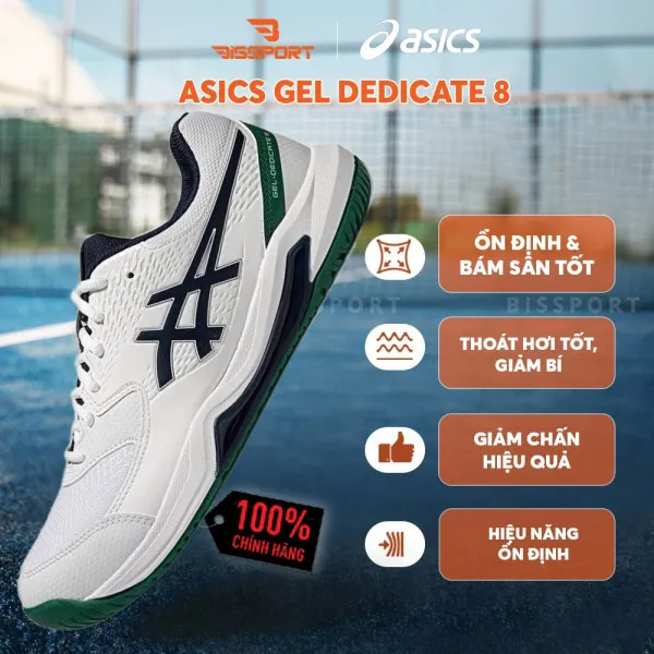 Giày Pickleball Asics Gel Dedicate 8 Trắng Xanh Lá