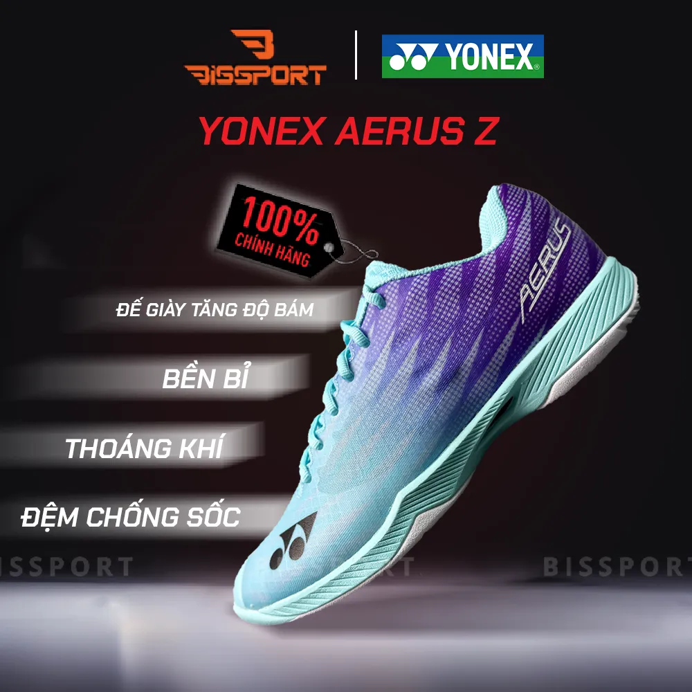 Giày Cầu Lông Yonex POWER CUSHION AERUS Z Men Xanh Chính Hãng - Đế Siêu Bền Có Đệm Êm - Siêu Nhẹ Thoáng - GIảm Chấn Tốt