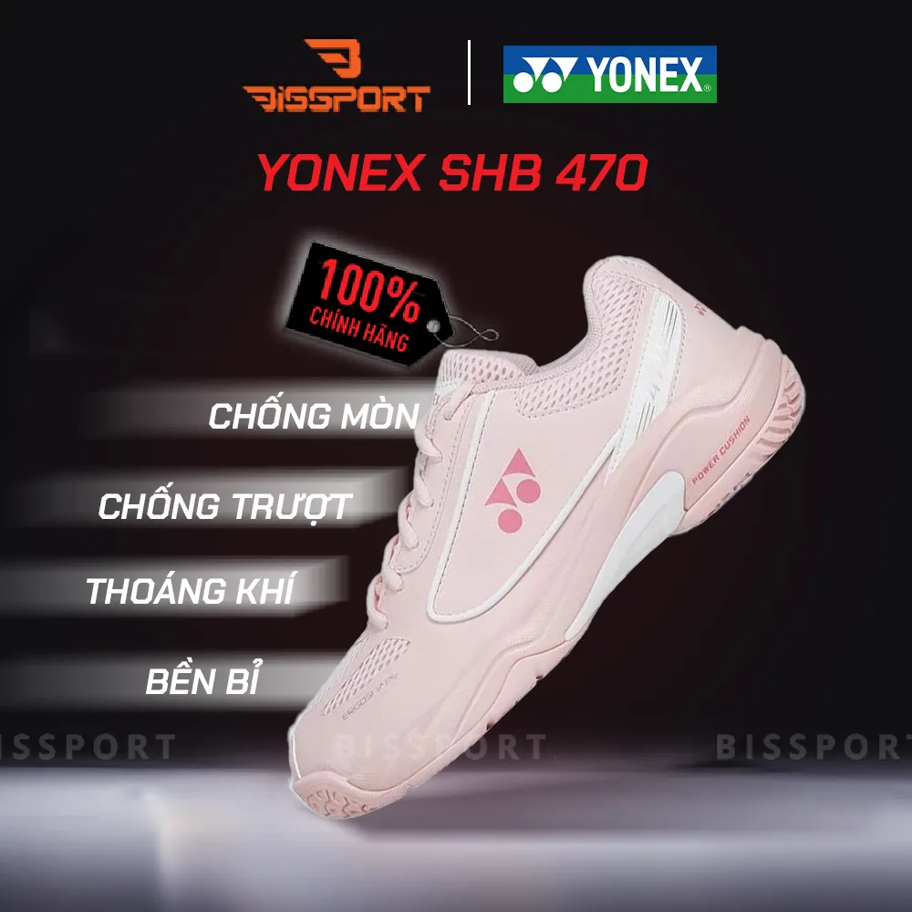 Giày Cầu Lông Yonex SHB470CR Hồng Chính Hãng - Nhẹ Nhàng - Đế Tổ Ong Siêu Bám - Bám Mọi Sàn - Ổn Định