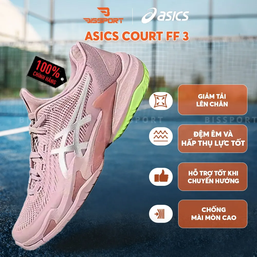 Giày Tennis/Pickleball Asics Asics Court FF3 Chính Hãng - Hồng Phấn - Êm Ái, Ổn Định - Giảm Chấn - Siêu Bền