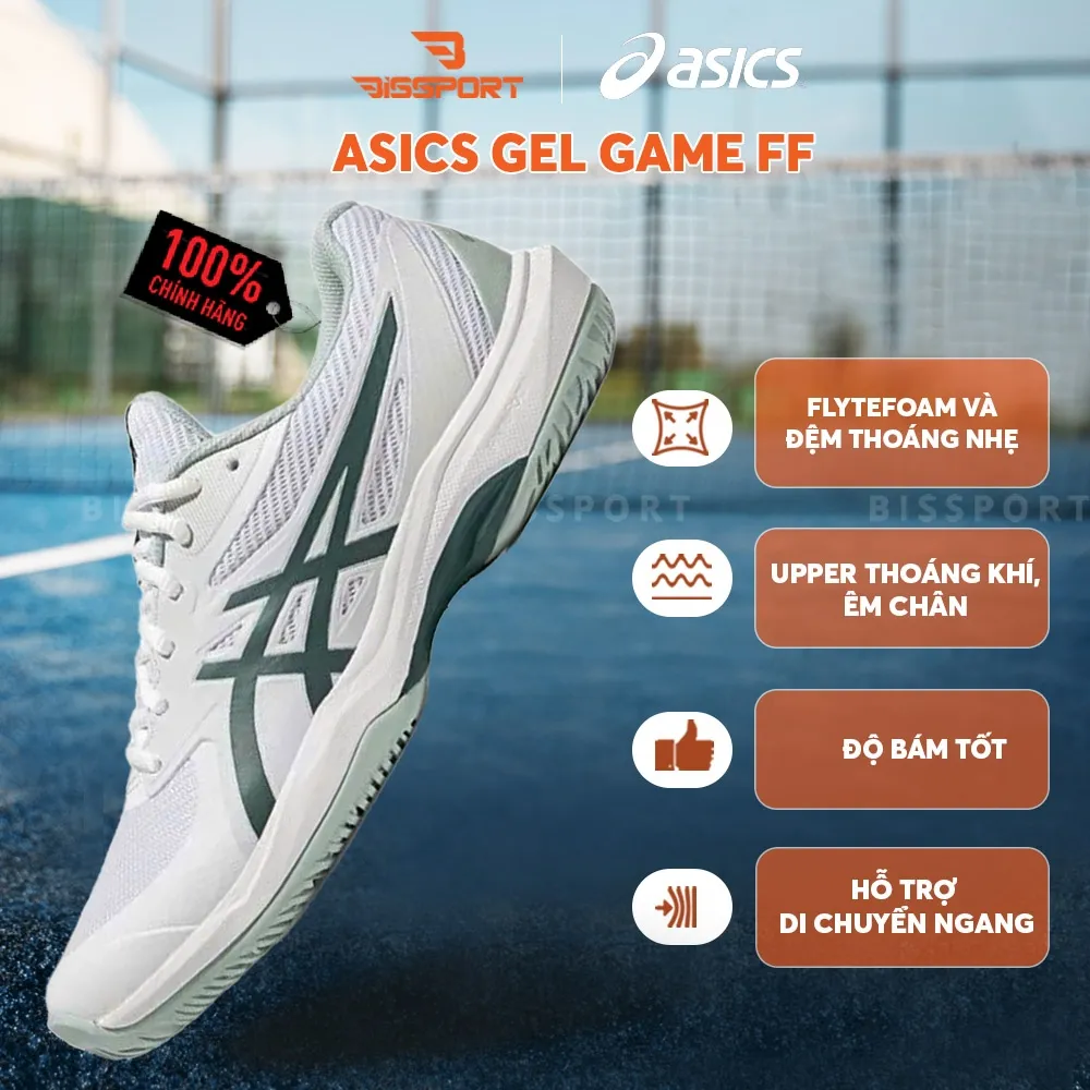 Giày Tennis/Pickleball ASICS GAME FF Chính Hãng – Trắng Xanh Matcha – Bám Sân – Công Nghệ GEL™ Giảm Chấn – Thoáng Khí