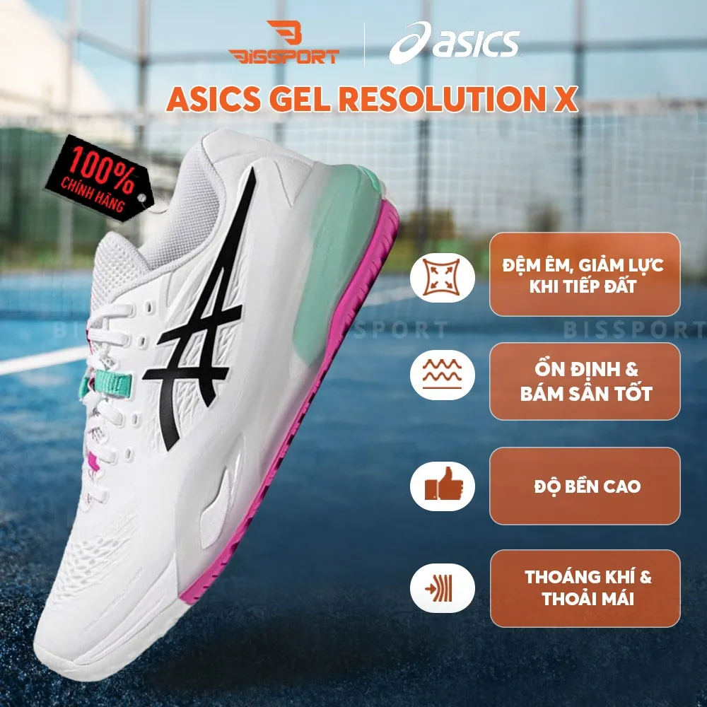 Giày Tennis/Pickleball Asics Gel Resolution X Chính Hãng - Trắng Xanh - Êm Ái - Nhẹ - Giảm Chấn - Đế Siêu Bền