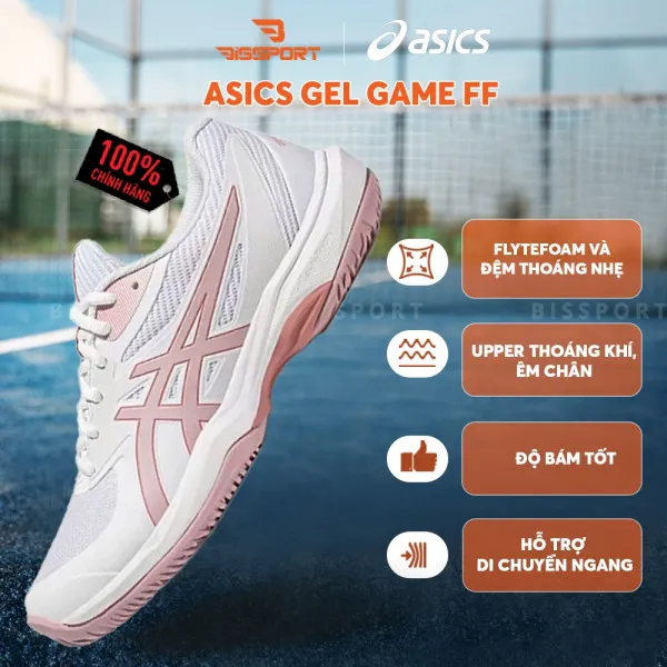 Giày Tennis/Pickleball ASICS GAME FF Chính Hãng – Hồng – Nhẹ, Bám Sân – Công Nghệ GEL™ Giảm Chấn – Thoáng Khí