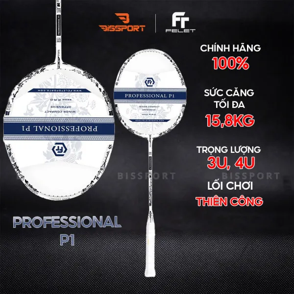 Vợt Cầu Lông Felet PROFESSIONAL P1 Chính Hãng – Đầm Tay, Ổn Định, Chuẩn Hiệu Năng Thi Đấu - Bền Bỉ - Toàn Diện