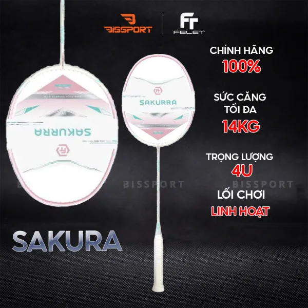 Vợt Cầu Lông FELET SAKURA Chính Hãng -  Thiết Kế Nhẹ Nhàng - Linh Hoạt - Ổn Định - Kiểm Soát - Bền Bỉ