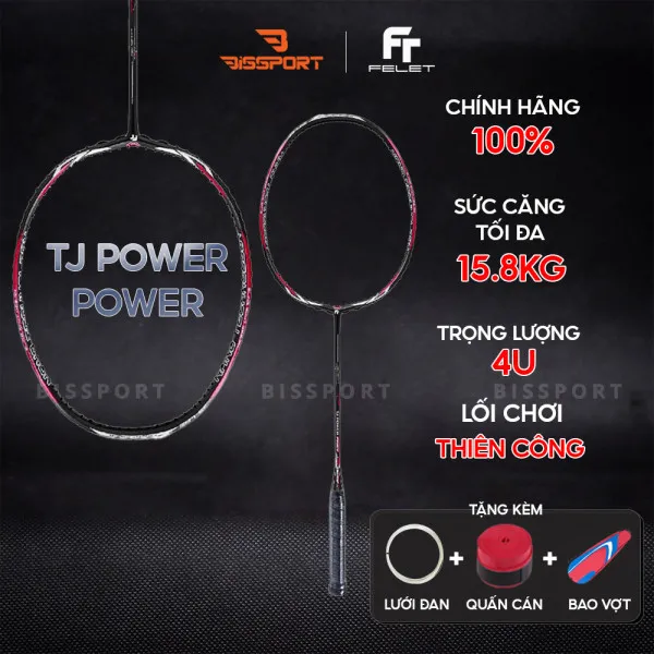 Vợt Cầu Lông Felet TJ Power-Power Chính Hãng - Khung Chắc - Ít Rung - Bền - Thân Cứng - Ổn Định - Thiên Công