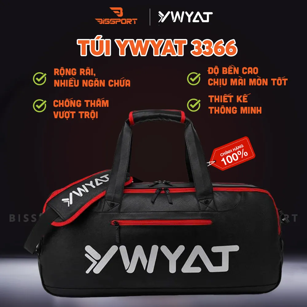 Túi Cầu Lông YWYAT 3366 Chính Hãng - Đen Đỏ - Sức Chứa Lớn - Có Ngăn Chứa Phụ Kiện - Bền Bỉ - Chống Nước Nhẹ
