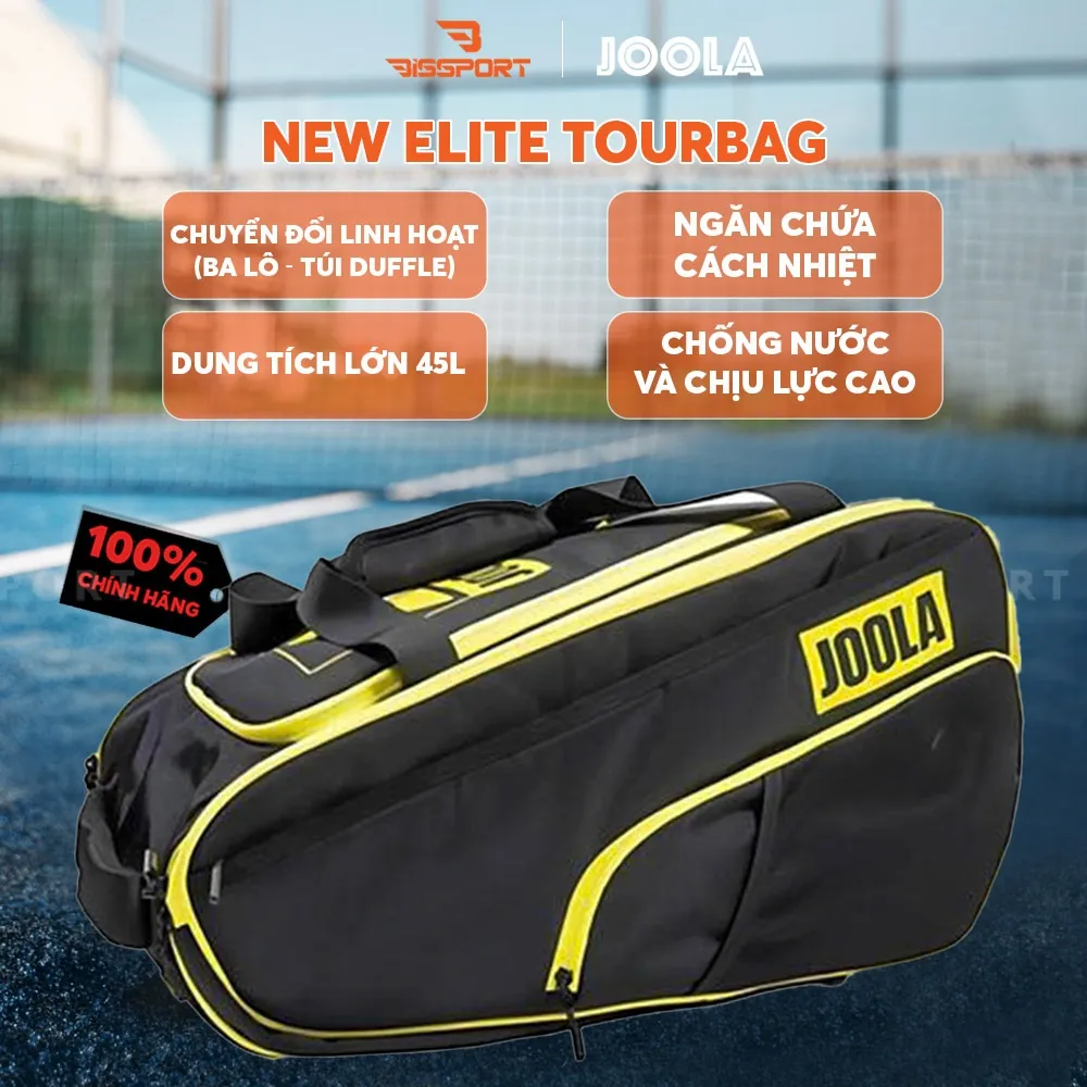 Túi Pickleball JOOLA New Elite Tour Bag Chính Hãng Rộng Rãi – Đen Vàng - Gọn Gàng – Bền Bỉ - Chắc Chắn - Tiện Lợi - Màu Sắc Đa Dạng