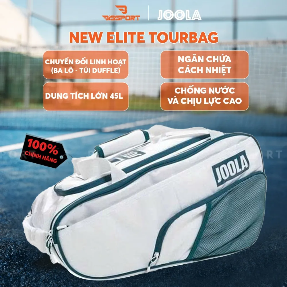 Túi Pickleball JOOLA New Elite Tour Bag Chính Hãng Rộng Rãi – Trắng Xanh Lá - Gọn Gàng – Bền Bỉ - Chắc Chắn - Tiện Lợi - Màu Sắc Đa Dạng