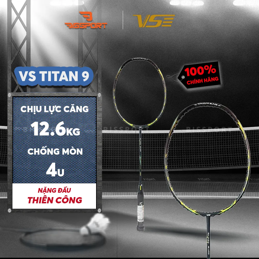 Vợt Cầu Lông VenSon VS Titan 9 Đen Đỏ Chính Hãng - Tấn Công Uy Lực, Phản Xạ Cực Nhanh, Tốc Độ, Công Thủ Toàn Diện