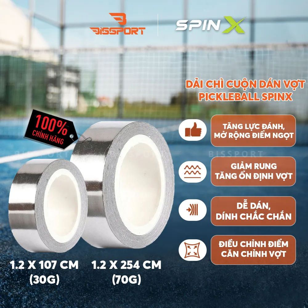 Chì Cuộn Dán Vợt Pickleball SpinX Chính Hãng - Tinh Chỉnh Trọng Lượng - Điều Chỉnh Điểm Cân Bằng - Nâng Tầm Cảm Giác