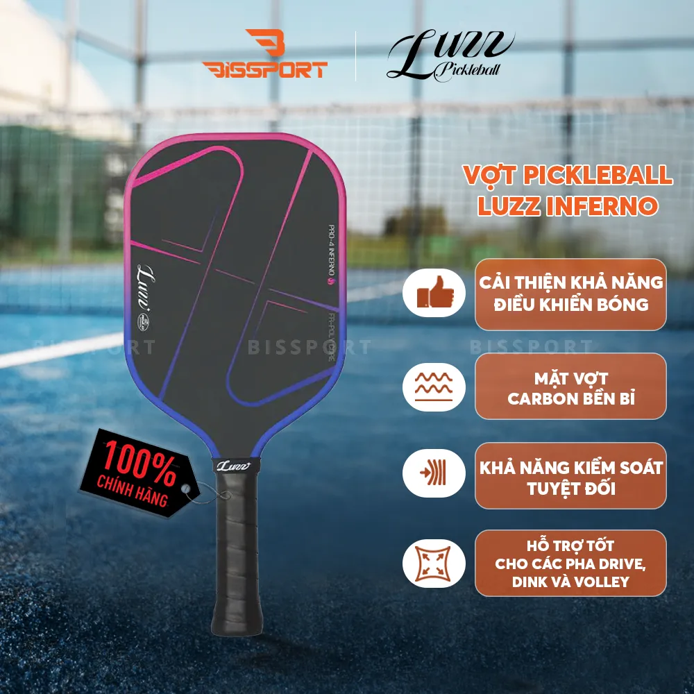 Vợt Pickleball Luzz Inferno Chính Hãng – Sức Mạnh Bùng Nổ, Kiểm Soát Ổn Định -  Tăng Spin - Điểm Ngọt Rộng Dễ Thuần