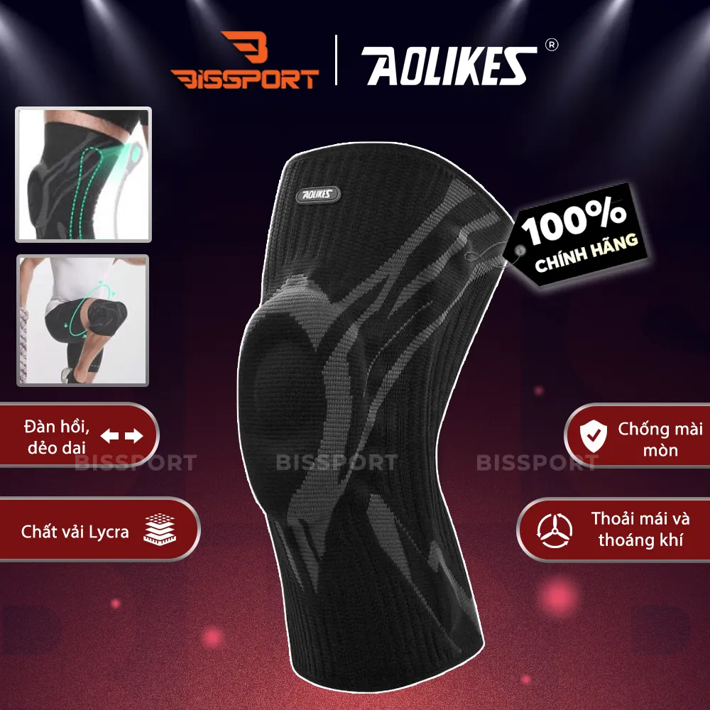 Bó Gối Thun Thể Thao Aolikes HX-7730 Chính Hãng - Bảo Vệ Khớp Gối, Hỗ Trợ Tập Luyện - Chống Đau Co Giãn - Tiện Lợi