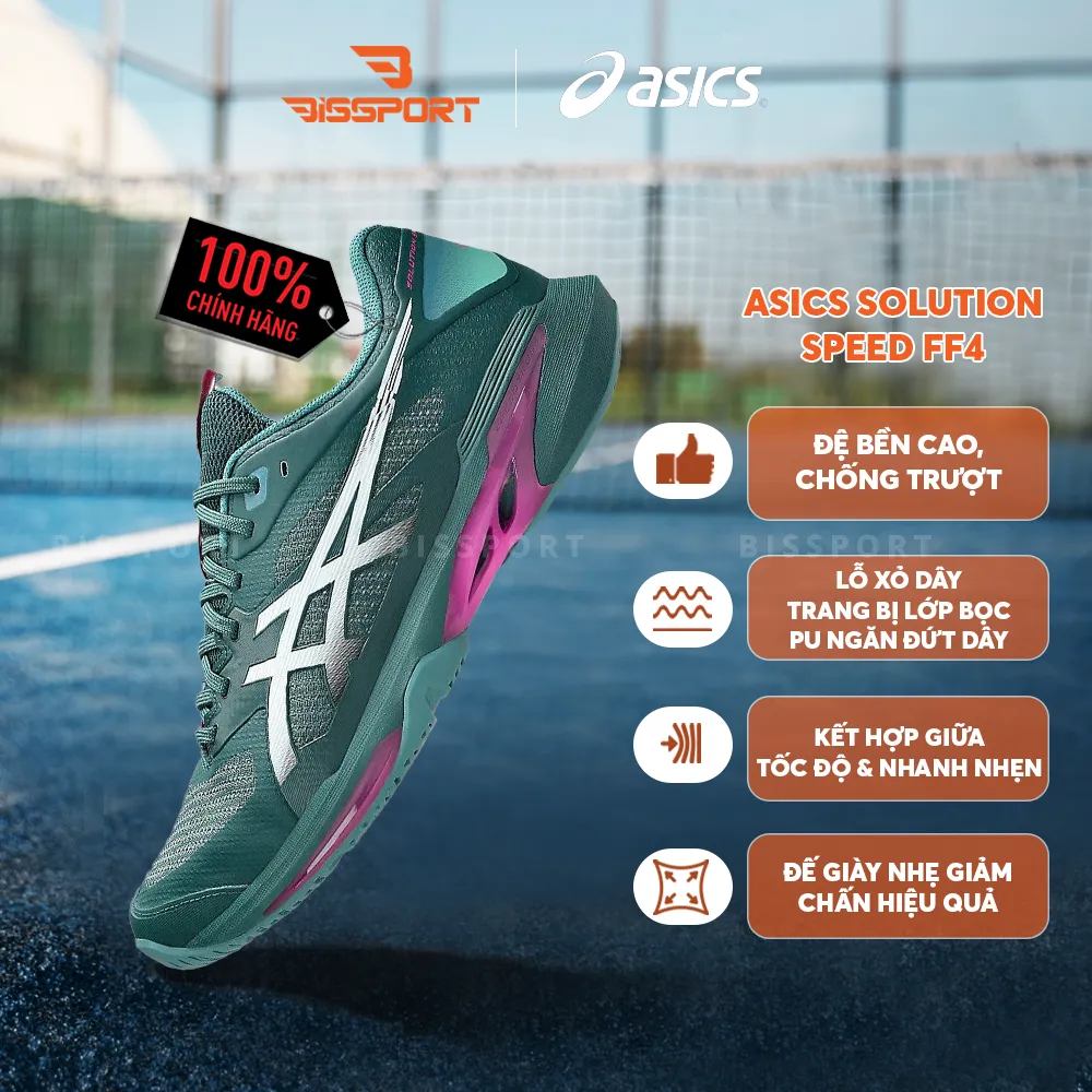 Giày Pickleball / Tennis ASICS Solution Speed FF 4 Dark Neptune – Xanh Lá Chính Hãng Siêu Nhẹ – Linh Hoạt  - Bền Bỉ