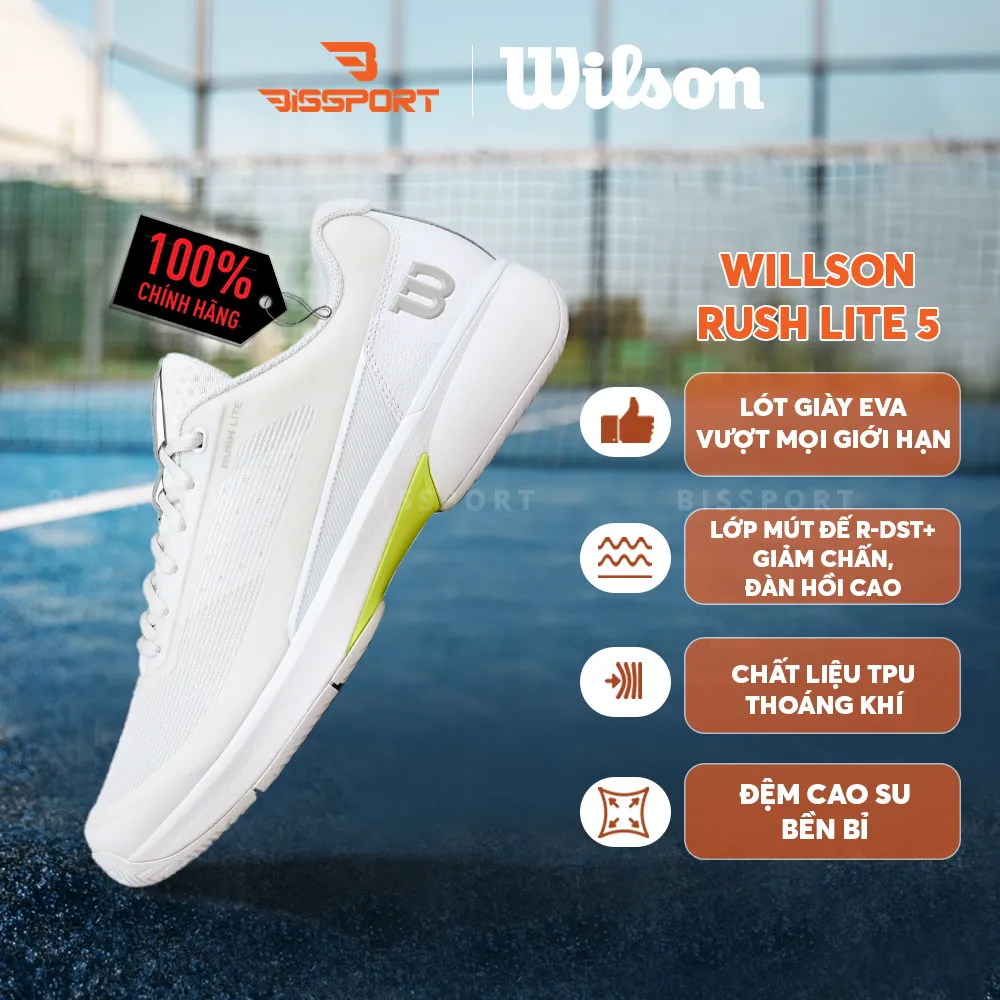 Giày Pickleball Wilson RUSH LITE 5 - Trắng