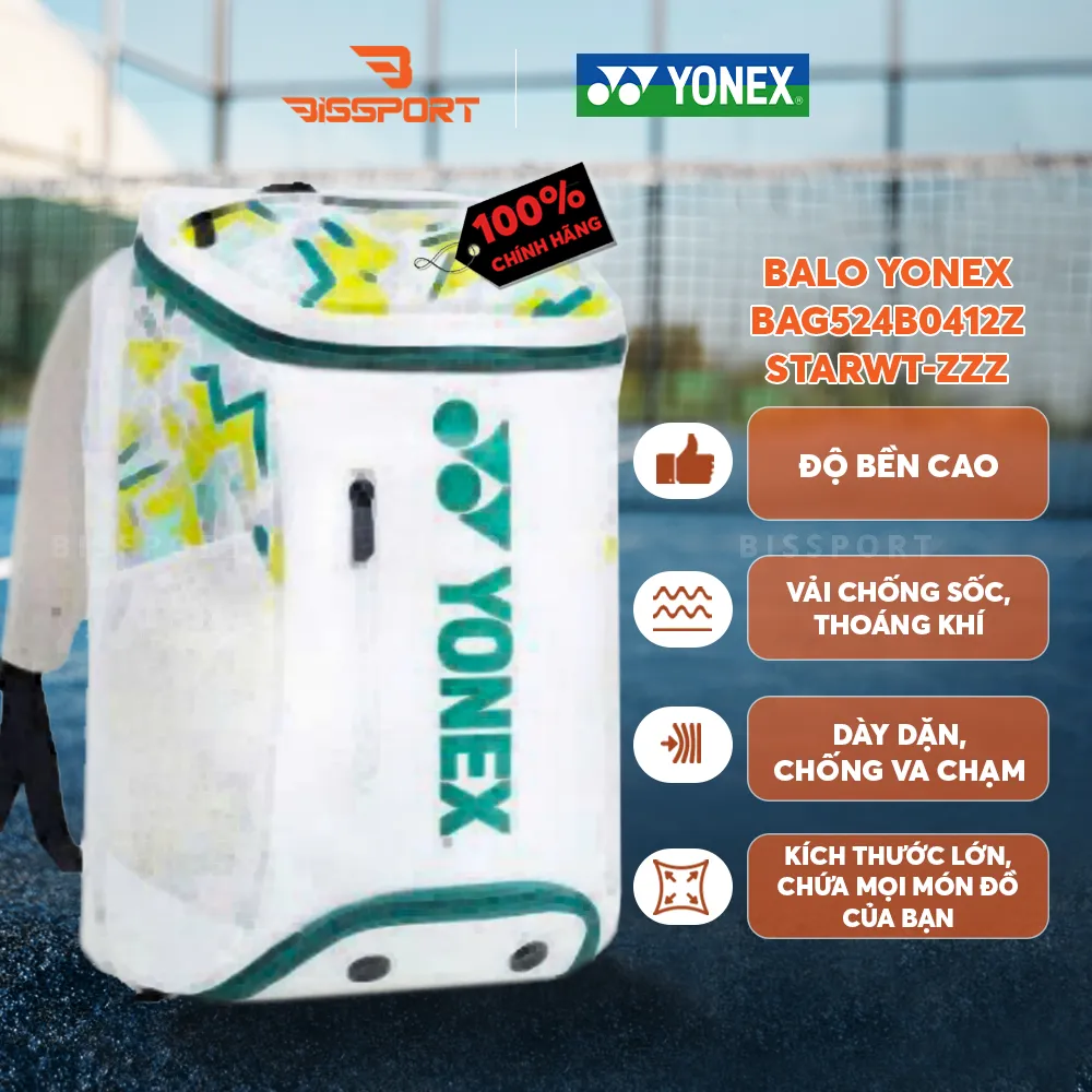 Balo Cầu Lông Yonex BAG524B0412Z – STAR WHITE Chính Hãng - Tiện Dụng - Bền Bỉ - Chắc Chắn - Ổn Định