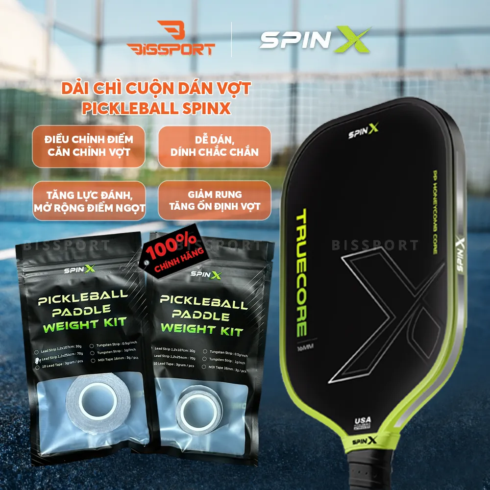 Chì Cuộn Dán Vợt Pickleball SpinX Chính Hãng - Tinh Chỉnh Trọng Lượng - Điều Chỉnh Điểm Cân Bằng - Nâng Tầm Cảm Giác