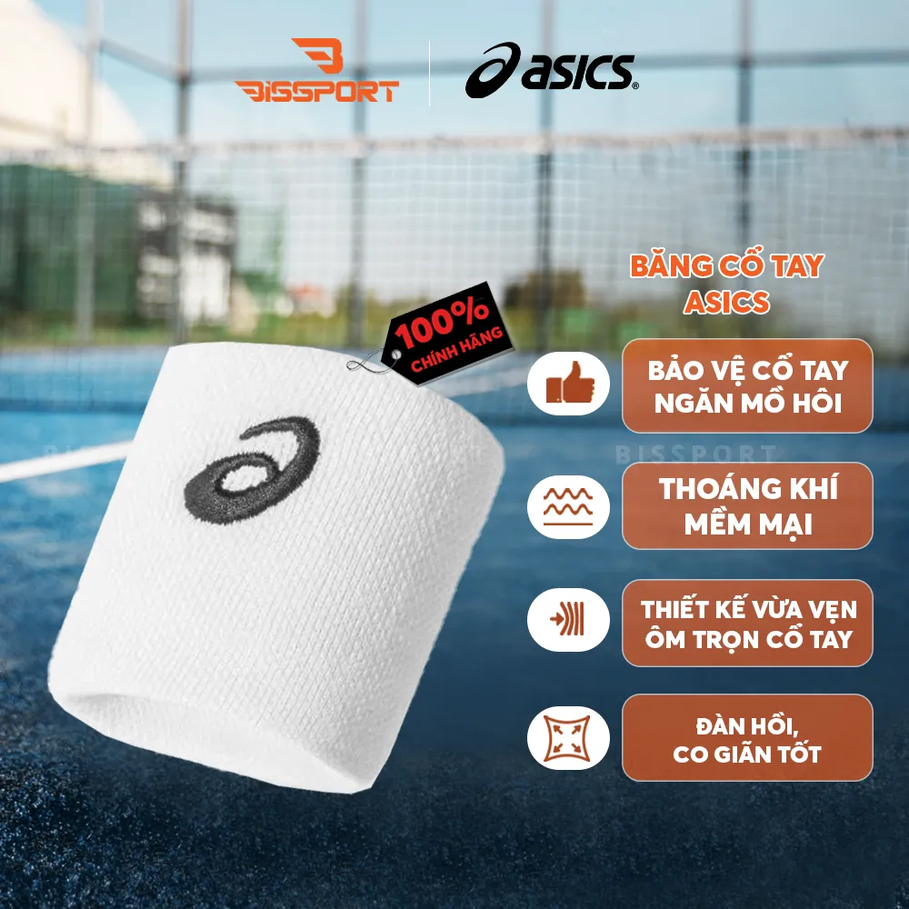 Băng Cổ Tay Thể Thao ASICS Chính Hãng - Thấm Mồ Hôi Hiệu Quả - Co Giãn Tốt - Giữ Tay Khô - Bền Bỉ - Màu Sắc Đa Dạng