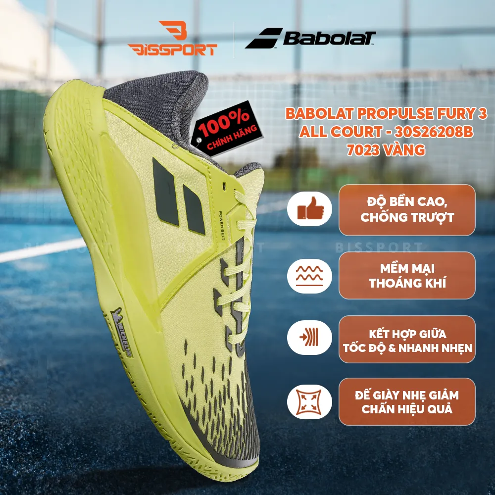 Giày Pickleball Babolat Propulse Fury 3 ALL Court - 30S26208B- 7023 Vàng