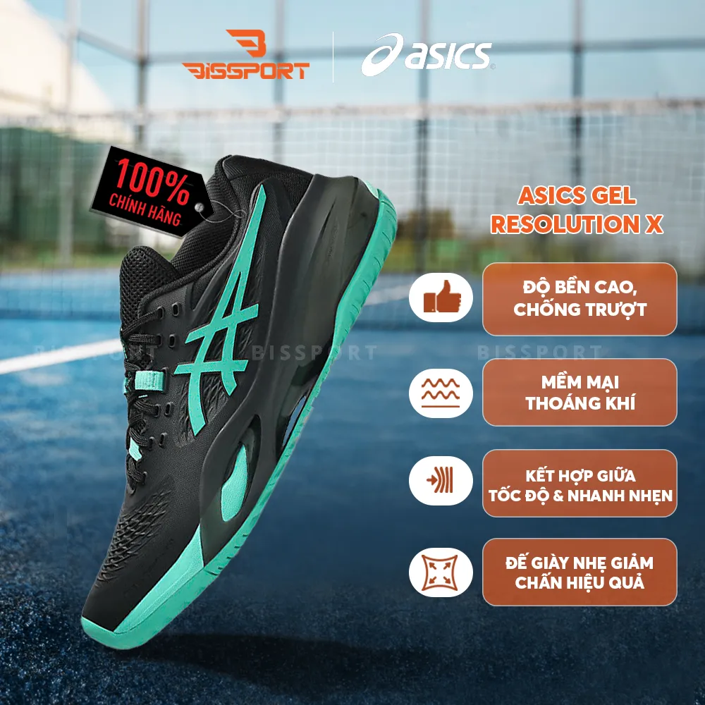 Giày Asics Gel Resolution X Đen Xanh Mint