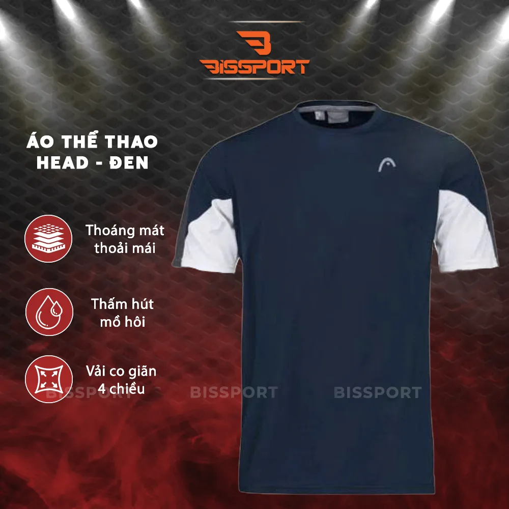 Áo Thể Thao Pickleball HEAD Chính Hãng - ĐEN - Thoáng Khí, Nhanh Khô, Tối Ưu Hiệu Suất Thi Đấu - Bền Bỉ - Nhẹ