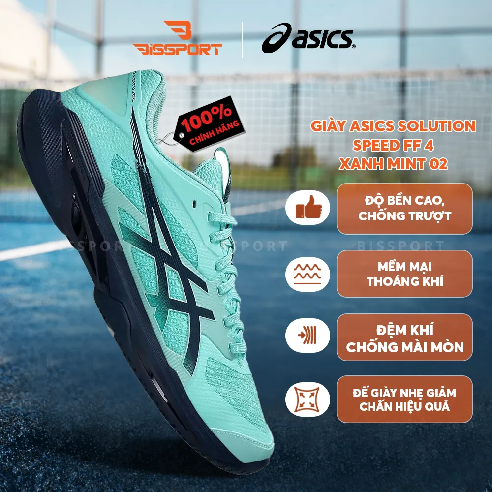Giày Pickleball / Tennis ASICS Solution Speed FF 4 Xanh Mint Chính Hãng - Ổn Định - Siêu Nhẹ - Linh Hoạt - Bền