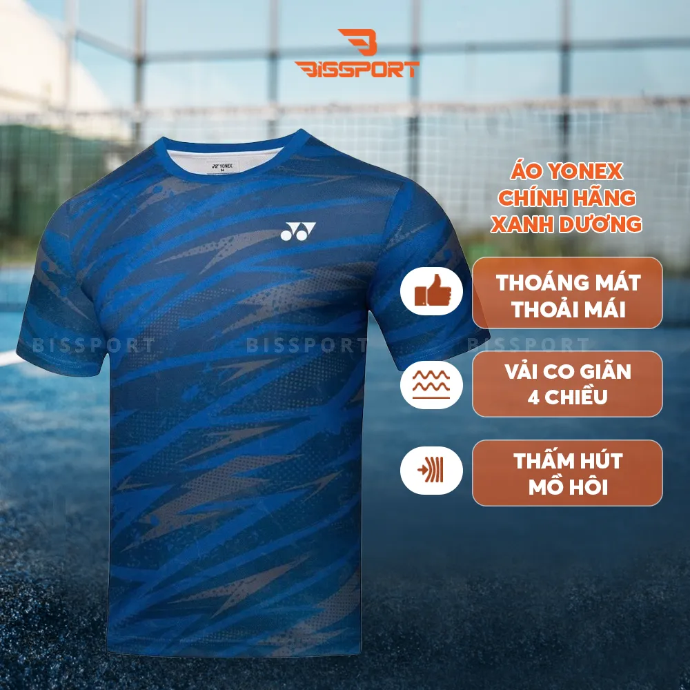 Áo Thể Thao Cầu Lông Yonex Xanh Dương (TRM3215RW3ZZ-DAZZBL-LZZZ ) Chính Hãng - Thoáng Khí Nhanh Khô - Co Giản 4 Chiều