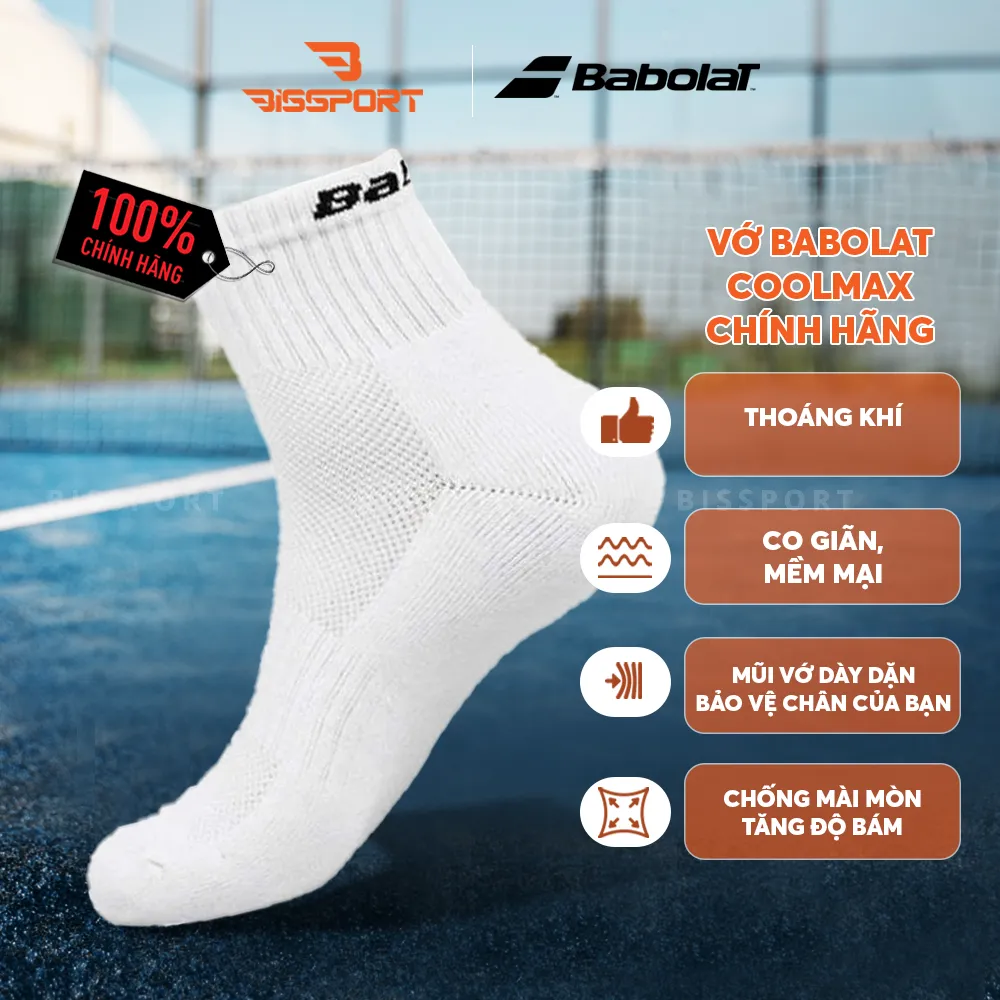 Vớ Thể Thao Pickleball / Tennis Babolat Chính Hãng - Co Giản - Êm Ái - Thoáng Khí - Bền Bỉ - Chống Trượt - Nhẹ