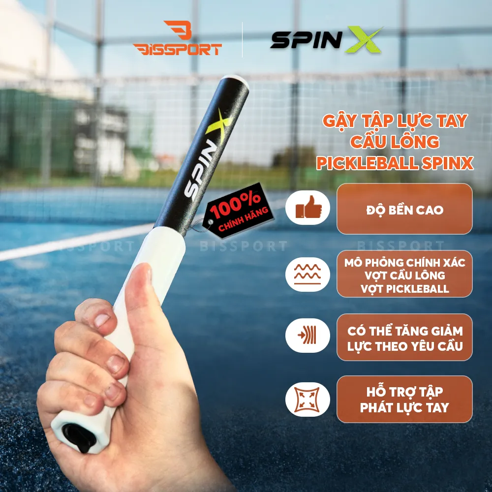Gậy Tập Lực Tay Cầu Lông Pickleball SpinX Chính Hãng - Tăng Uy Lực Cổ Tay - Mô Phỏng Cảm Giác Cầm Vợt Thực Tế