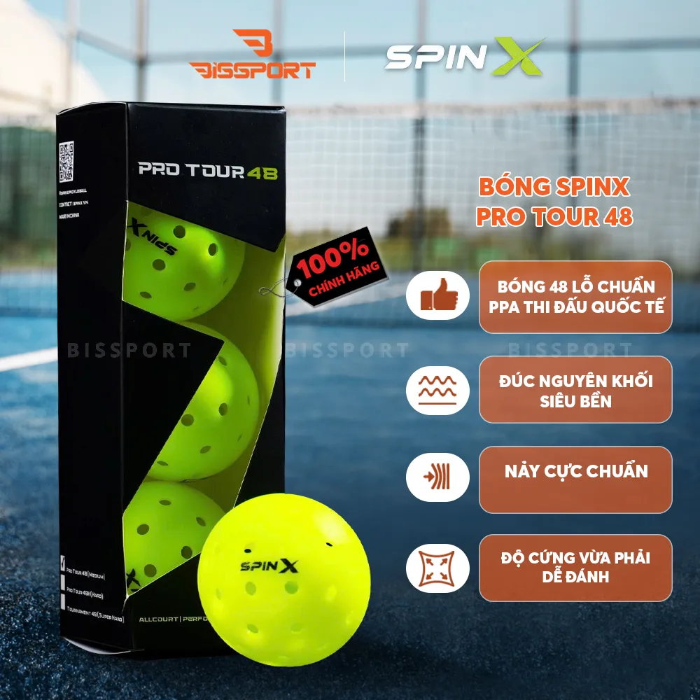 Quả Bóng Pickleball SpinX Pro Tour 48 Chính Hãng - Độ Bền Bỉ Cao - Bay Ổn Định - Chuẩn Thi Đấu - Nhám - Nhẹ