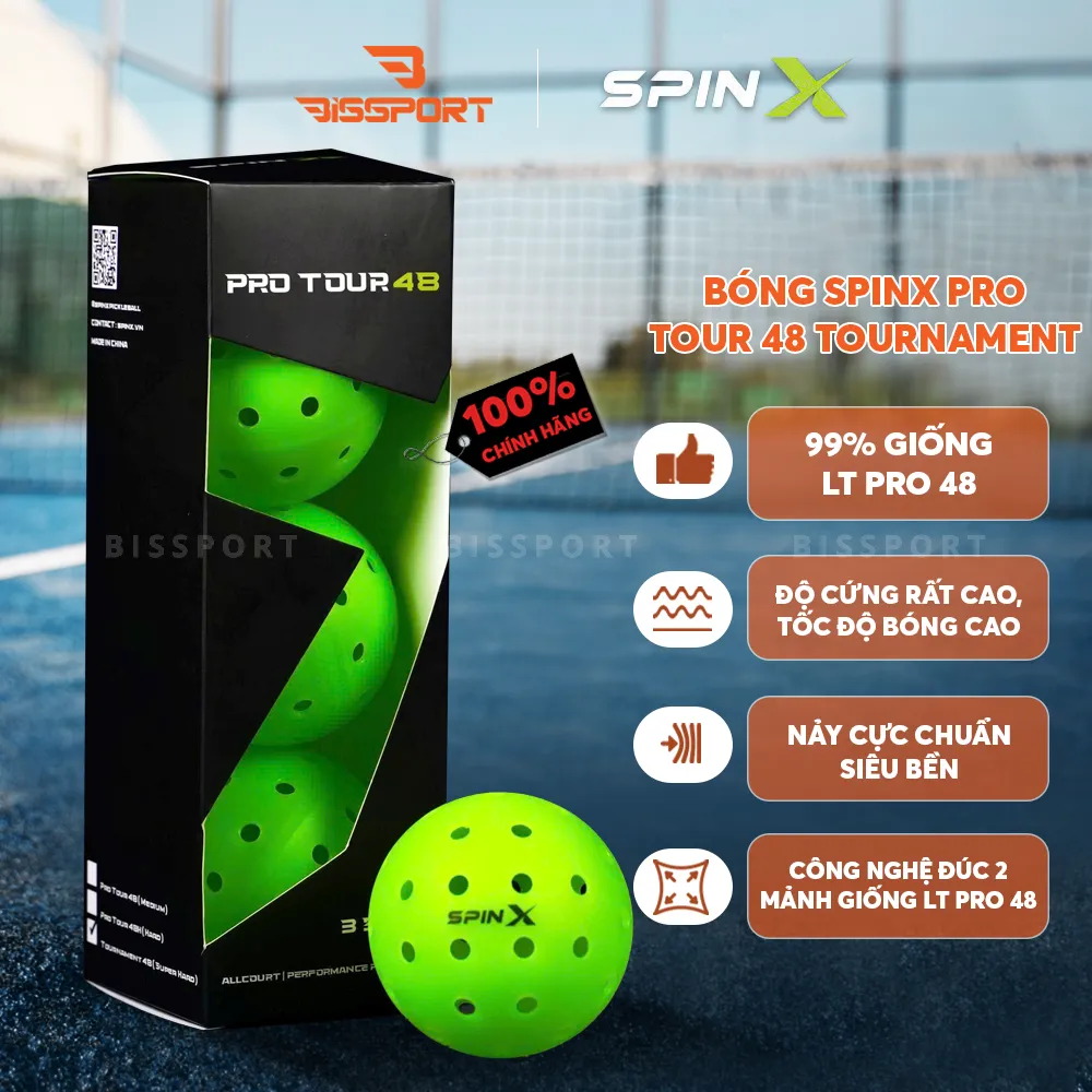 Quả Bóng Pickleball SpinX Tournament 48 Chính Hãng - 48 Lỗ - Bền - Đường Bay Ổn Định - Kiểm Soát - Cảm Giác Đánh Chắc