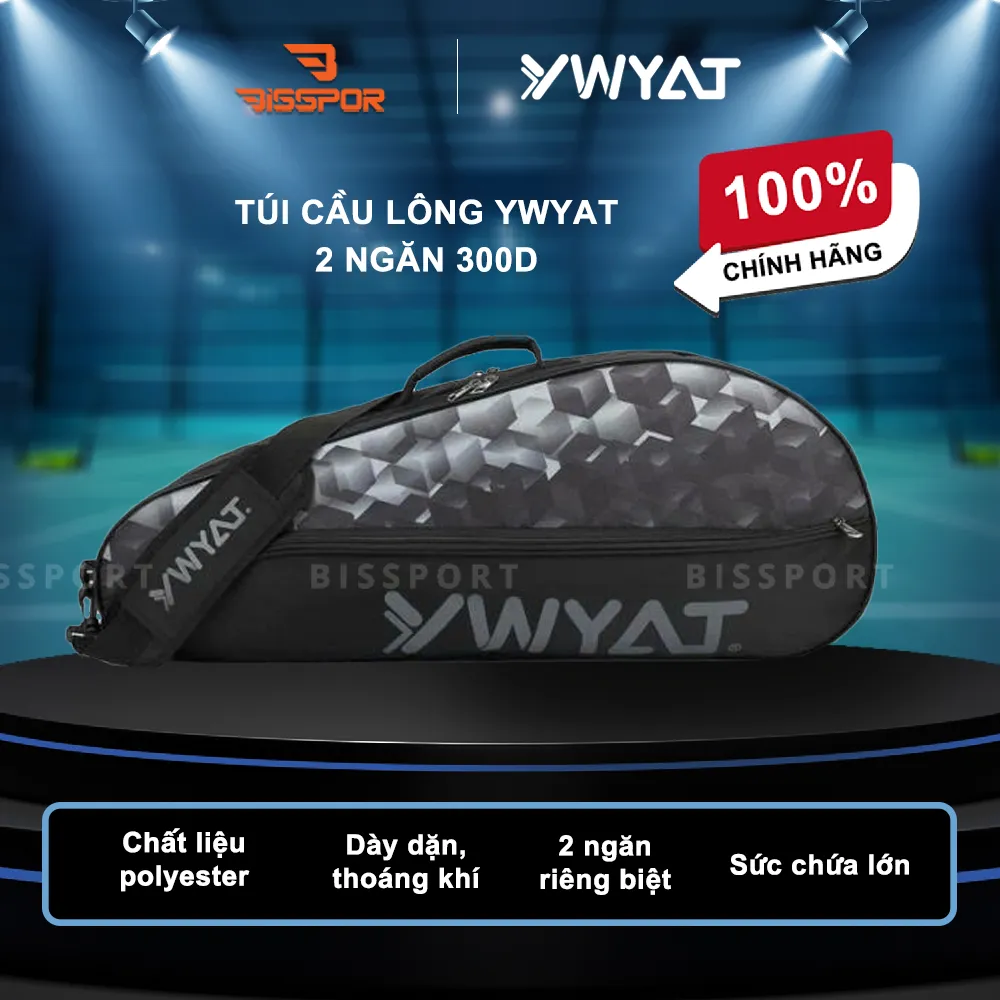 Túi Cầu Lông YWYAT 300D Chính Hãng - Đen - 2 Chính 2 Ngăn Phụ - Ngăn Để Giày - Chắc Chắn - Tiện Lợi - Dung Tích Chứa Lớn