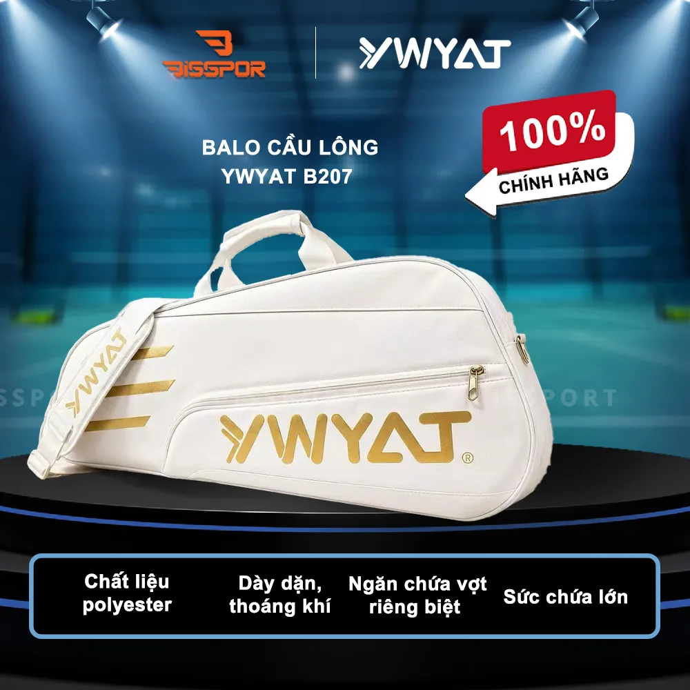 Túi Thể Thao Cầu Lông Ywyat C201 Chính Hãng - Trắng - 1 Ngăn Chính 1 Phụ - Dung Tích Rộng Rãi - Bền Bỉ - Gọn - Chắc Chắn